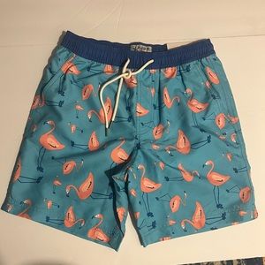 AMERICAN EAGLE AE SWIM TRUNKS XS FLAMINGOS LINED MENS 7” TRUNK NEW WITH TAGS